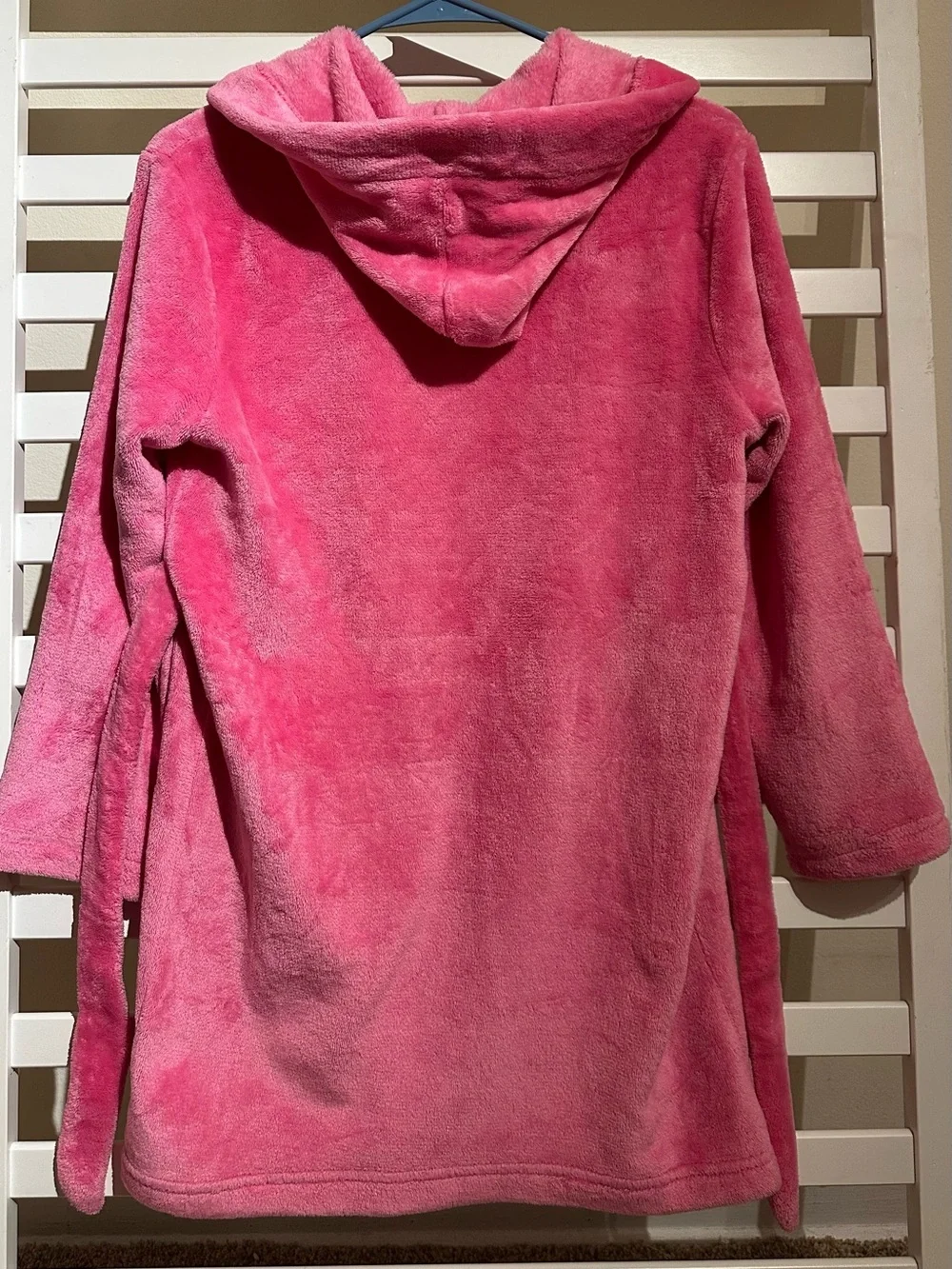 Girls 9-10Y Pink Hooded Plush Bathrobe Robe